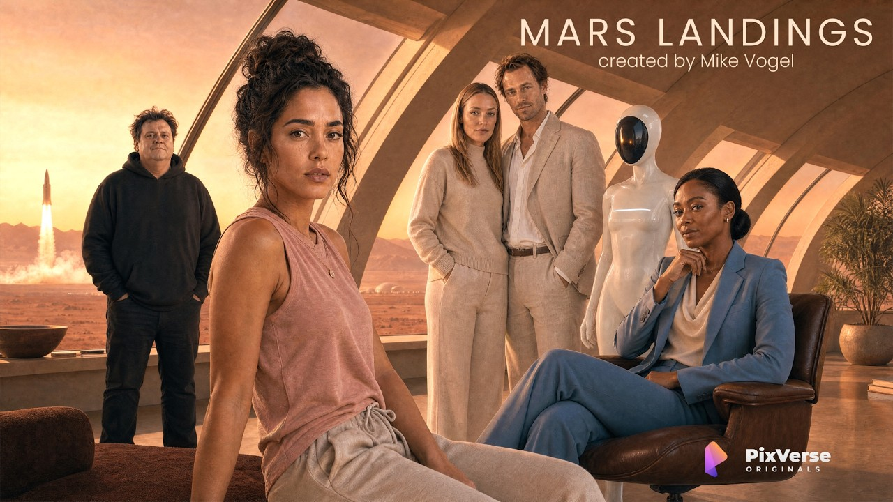 Герои фильма Mars Landings в интерьере космической станции